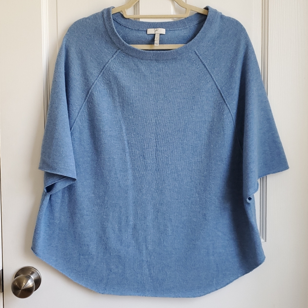 Joie Jolena Cashmere and Wool Poncho Style Sweater Blue Size Medium